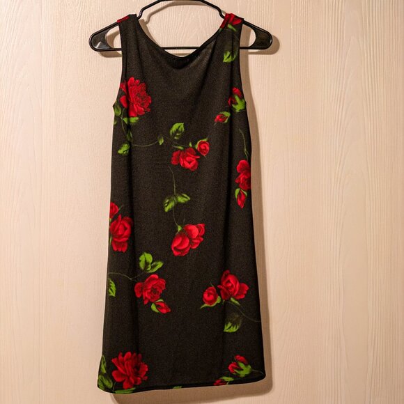 Vintage G.A.S. Rose Print Mini Dress – Made in USA – Size Small - Picture 1 of 3